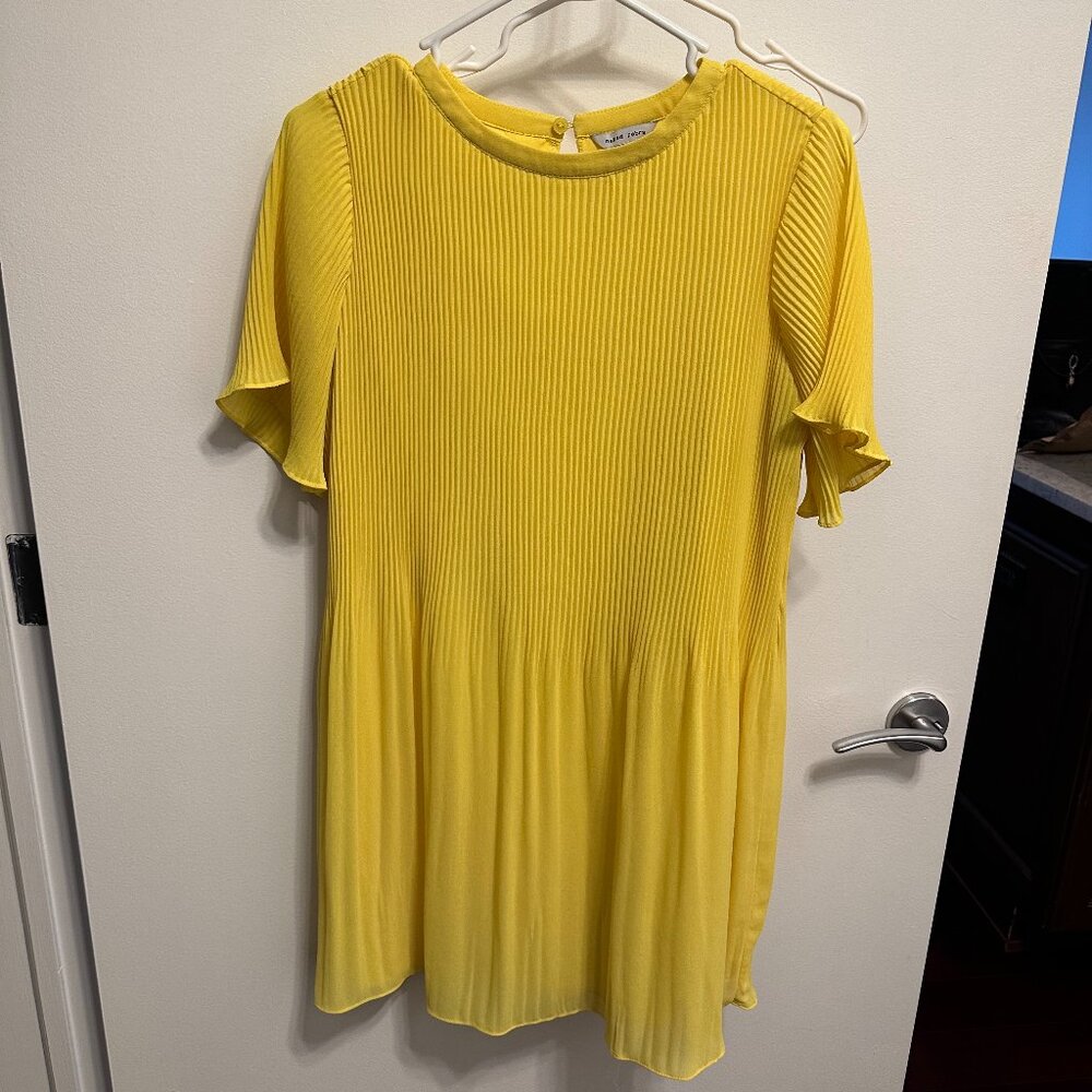 Yellow Pleated Mini Dress